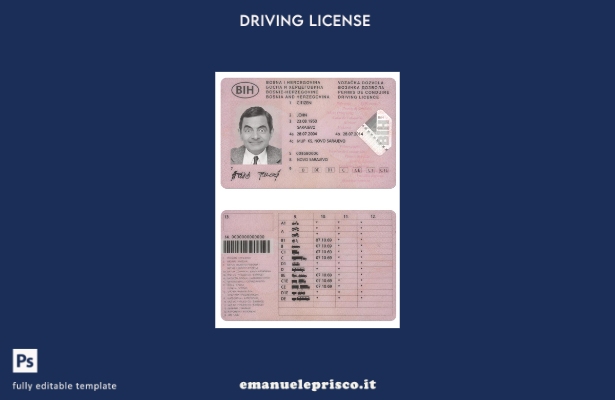 verified style modello di patente di guida della Bosnia ed Erzegovina in stile verificato template